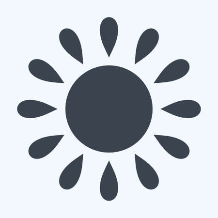 Sunny Weather Icon in trendy glyph style isolated on soft blue backgroundのイラスト素材
