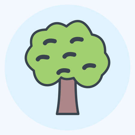 Tree Icon in trendy color mate style isolated on soft blue backgroundのイラスト素材