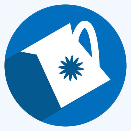 Watering Plants Icon in trendy long shadow style isolated on soft blue backgroundのイラスト素材