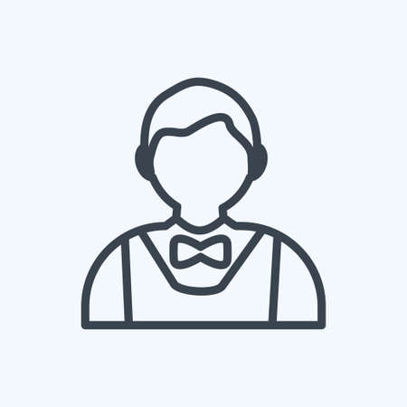 Barkeeper Icon in trendy line style isolated on soft blue backgroundのイラスト素材