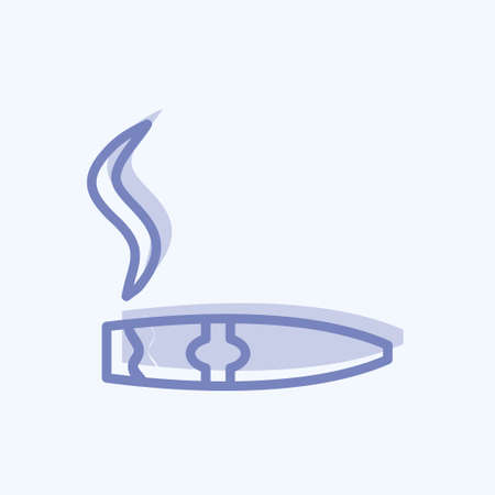 Lit Cigar Icon in trendy two tone style isolated on soft blue backgroundのイラスト素材