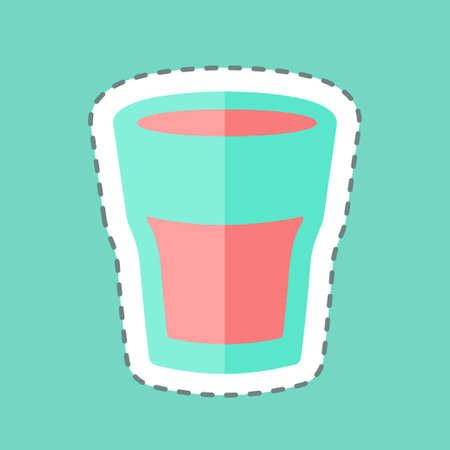 Double Shot Sticker in trendy line cut isolated on blue backgroundのイラスト素材