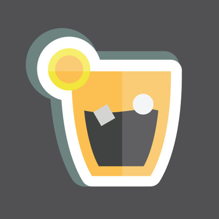 Whiskey Sour Sticker in trendy isolated on black backgroundのイラスト素材