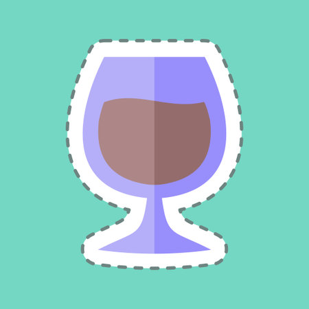 Sherry Sticker in trendy line cut isolated on blue backgroundのイラスト素材
