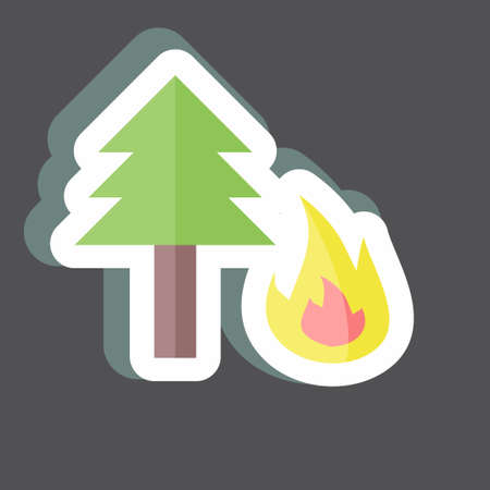 Forest Fire Sticker in trendy isolated on black backgroundのイラスト素材