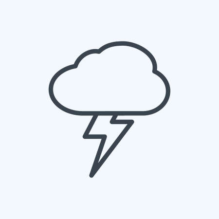 Lightning Icon in trendy line style isolated on soft blue background