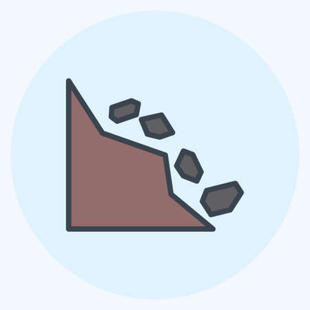 Landslide Icon in trendy color mate style isolated on soft blue backgroundのイラスト素材