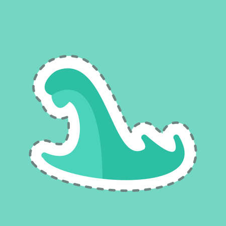 Storm Surge Sticker in trendy line cut isolated on blue backgroundのイラスト素材