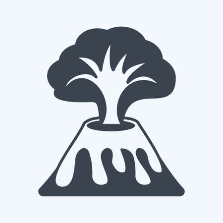 Volcano Erupting Icon in trendy glyph style isolated on soft blue backgroundのイラスト素材