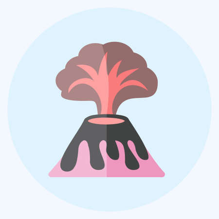 Volcano Erupting Icon in trendy flat style isolated on soft blue backgroundのイラスト素材