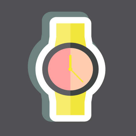 Casual Watch Sticker in trendy isolated on black backgroundのイラスト素材