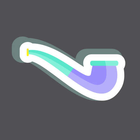 Smoking Pipe Sticker in trendy isolated on black backgroundのイラスト素材