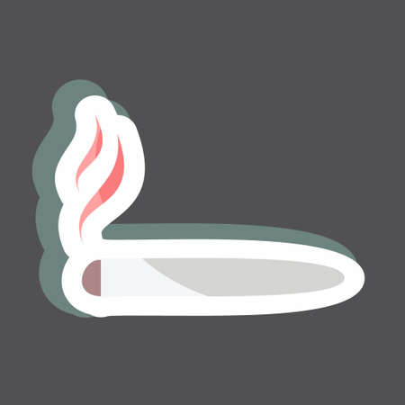 Cigar Sticker in trendy isolated on black backgroundのイラスト素材