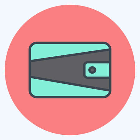 Wallet Icon in trendy color mate style isolated on soft blue backgroundのイラスト素材