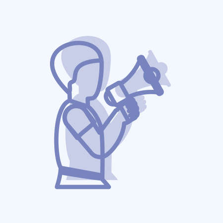 Announcement Icon in trendy two tone style isolated on soft blue backgroundのイラスト素材