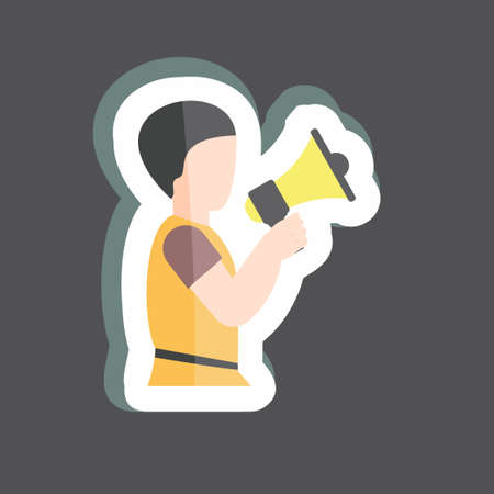 Announcement Sticker in trendy isolated on black backgroundのイラスト素材