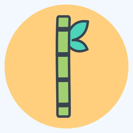 Bamboo Stick Icon in trendy color mate style isolated on soft blue backgroundのイラスト素材