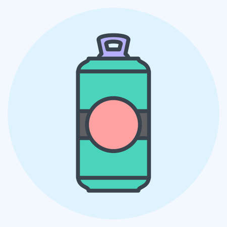 Beer Can I Icon in trendy color mate style isolated on soft blue backgroundのイラスト素材