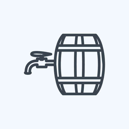 Barrel with Tap Icon in trendy line style isolated on soft blue backgroundのイラスト素材