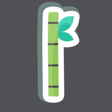 Bamboo Stick Sticker in trendy isolated on black backgroundのイラスト素材