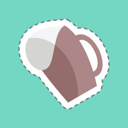 Beers Toasting Sticker in trendy line cut isolated on blue backgroundのイラスト素材