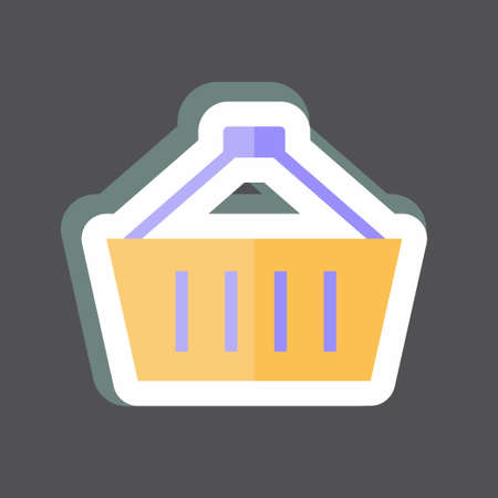 Basket Sticker in trendy isolated on black backgroundのイラスト素材