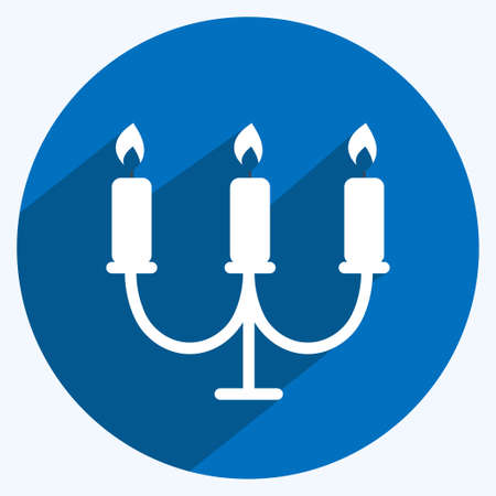Candles Icon in trendy long shadow style isolated on soft blue backgroundのイラスト素材