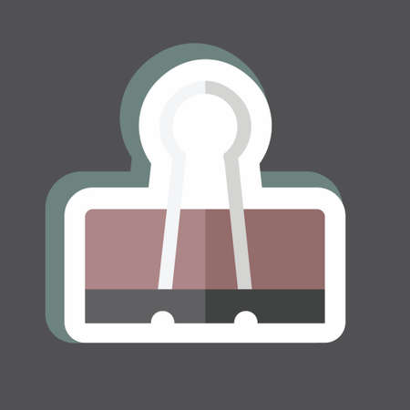 Binder Clip Sticker in trendy isolated on black backgroundのイラスト素材