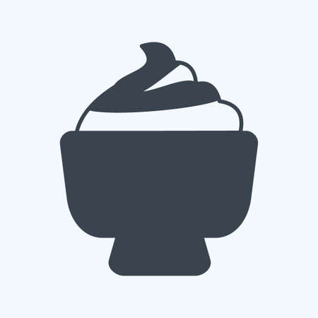 Cream Bowl Icon in trendy glyph style isolated on soft blue backgroundのイラスト素材
