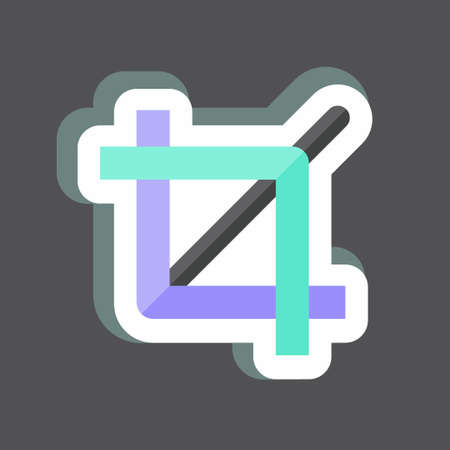 Crop Sticker in trendy isolated on black backgroundのイラスト素材