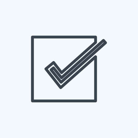 Confirm Order Icon in trendy line style isolated on soft blue backgroundのイラスト素材