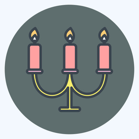 Candles Icon in trendy color mate style isolated on soft blue backgroundのイラスト素材