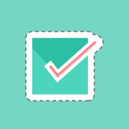 Confirm Order Sticker in trendy line cut isolated on blue backgroundのイラスト素材