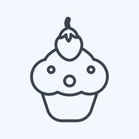 Cupcake Icon in trendy line style isolated on soft blue backgroundのイラスト素材