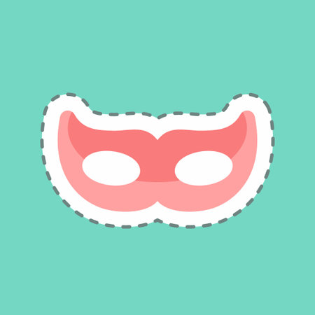 Eyes Mask Sticker in trendy line cut isolated on blue backgroundのイラスト素材