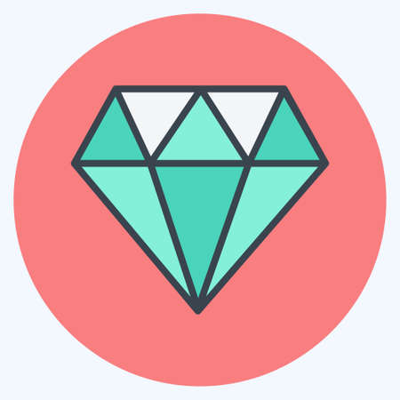Diamond Icon in trendy color mate style isolated on soft blue backgroundのイラスト素材