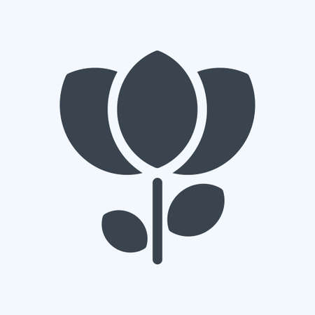 Flower Icon in trendy glyph style isolated on soft blue backgroundのイラスト素材