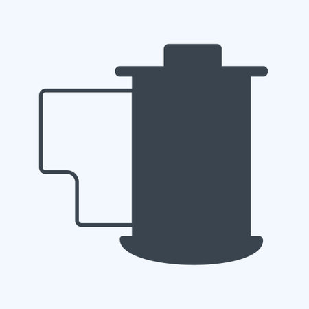 Film Reel Icon in trendy glyph style isolated on soft blue backgroundのイラスト素材