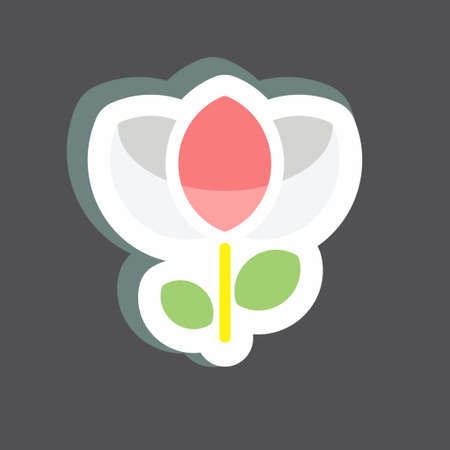 Flower Sticker in trendy isolated on black backgroundのイラスト素材