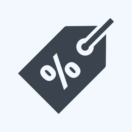 Discount Tag II Icon in trendy glyph style isolated on soft blue backgroundのイラスト素材