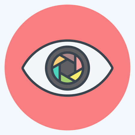 Eye Icon in trendy color mate style isolated on soft blue background