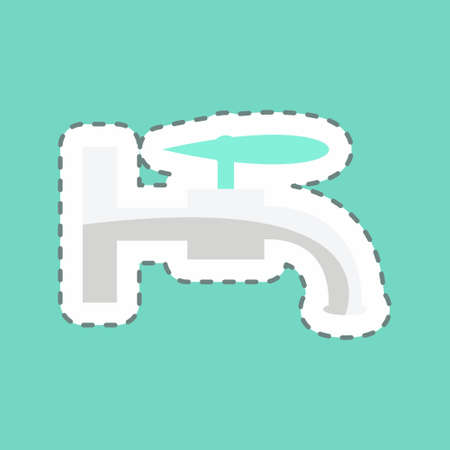Tap Sticker in trendy line cut isolated on blue backgroundのイラスト素材