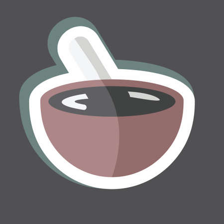 Mixing Bowl Sticker in trendy isolated on black backgroundのイラスト素材