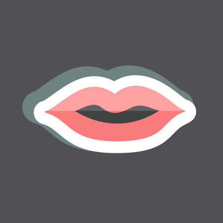 Lips Sticker in trendy isolated on black backgroundのイラスト素材