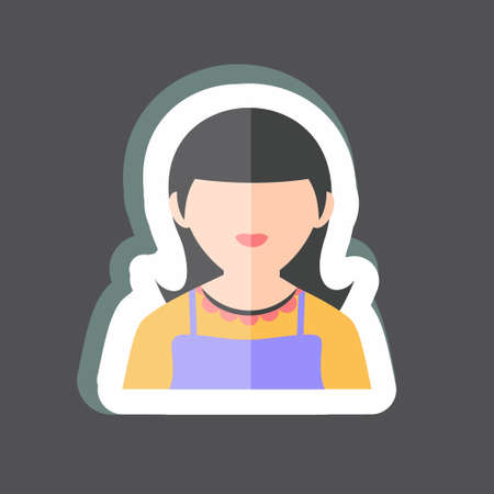 Maid Sticker in trendy isolated on black backgroundのイラスト素材