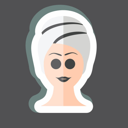 Mask on Face Sticker in trendy isolated on black backgroundのイラスト素材