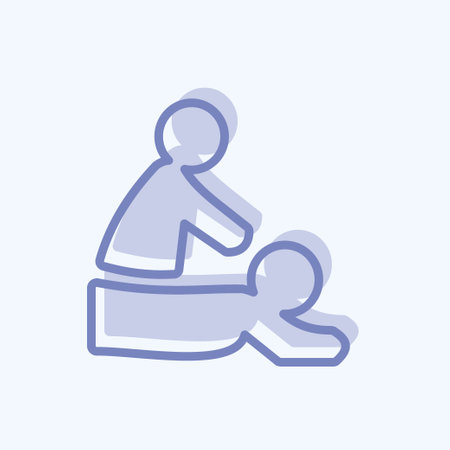 Massage Icon in trendy two tone style isolated on soft blue backgroundのイラスト素材