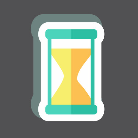 Sand Glass Sticker in trendy isolated on black backgroundのイラスト素材