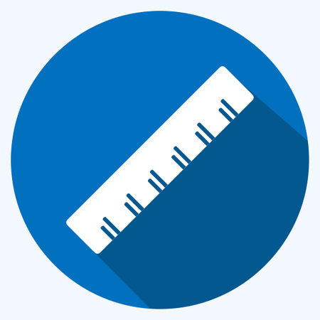 Ruler Icon in trendy long shadow style isolated on soft blue backgroundのイラスト素材