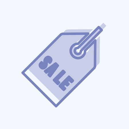 Sale Tag Icon in trendy two tone style isolated on soft blue backgroundのイラスト素材